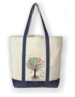 Canvas tote bag with front pocket.